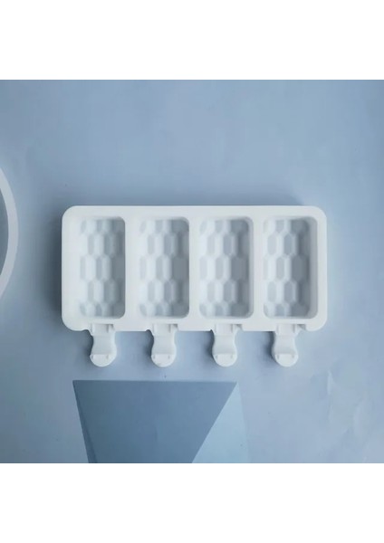 Beyaz Silikon Dondurma Kalıp 4 Delik Popsicle Küp Makinesi Kalıp Çikolata Tepsisi Mutfak Alet Yemek Bar Ev Bahçe Pişirme Araçları (Yurt Dışından)