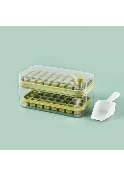 Yeşil Yeni Tip Küçük Kare Buz Küpü Plastik Kalıp Buz Tepsisi Yeniden Kullanılabilir Gıda Sınıfı Damgalı Buz Saklama Kutusu Kapaklı Buz Küpü El Sanatları Soğuk (Yurt Dışından)