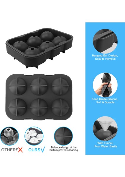 Mor Silikon Buz Küpü Tepsileri Yuvarlak Buz Küpü Kalıp Küreleri Buz Topu Makinesi (6 Yuvarlak Buz Topu Siyah) (Yurt Dışından) modelleri