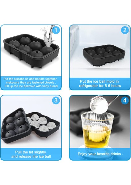 Mor Silikon Buz Küpü Tepsileri Yuvarlak Buz Küpü Kalıp Küreleri Buz Topu Makinesi (6 Yuvarlak Buz Topu Siyah) (Yurt Dışından) fırsatları