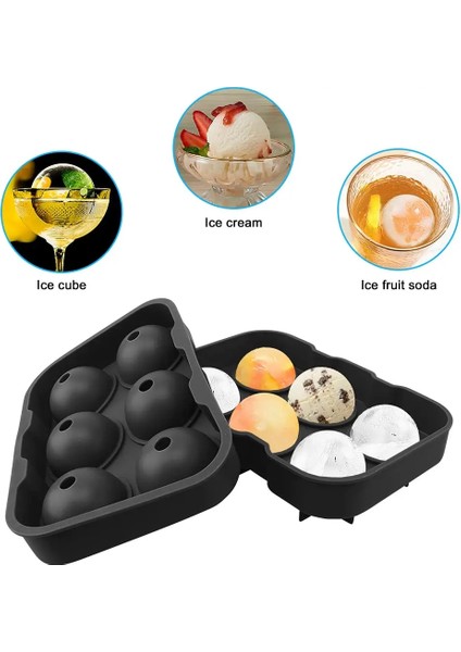 Mor Silikon Buz Küpü Tepsileri Yuvarlak Buz Küpü Kalıp Küreleri Buz Topu Makinesi (6 Yuvarlak Buz Topu Siyah) (Yurt Dışından) indirimleri