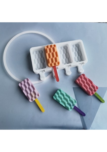 Beyaz Silikon Dondurma Kalıp 4 Delik Popsicle Küp Makinesi Kalıp Çikolata Tepsisi Mutfak Alet Yemek Bar Ev Bahçe Pişirme Araçları (Yurt Dışından) fırsatları