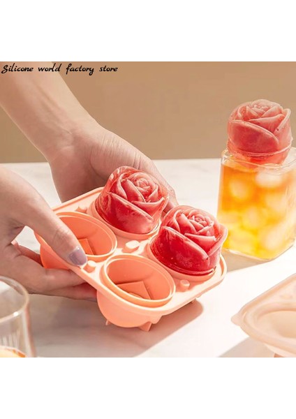 Pembe Silikon Dünya 3D Gül Buz Küpü Silikon Kalıplar Gıda Sınıfı Buz Hokeyi Tepsileri Yapmak 4 Gül Çiçek Şekli Buz Topu Makinesi (Yurt Dışından) fiyatları