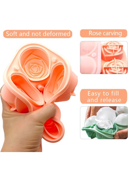 Pembe Silikon Dünya 3D Gül Buz Küpü Silikon Kalıplar Gıda Sınıfı Buz Hokeyi Tepsileri Yapmak 4 Gül Çiçek Şekli Buz Topu Makinesi (Yurt Dışından) indirimleri