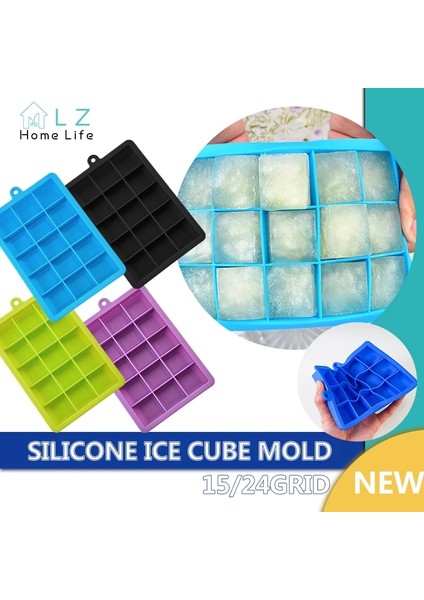 15 Izgara-Mor 15/24 Izgara Dıy Büyük Buz Gıda Kalıbı Dev Jumbo Büyük Gıda Sınıfı Silikon Buz Küpü Kare Tepsi Kalıp Buz Yapım Makinesi Buz Küpü Tepsi (Yurt Dışından) fiyatları