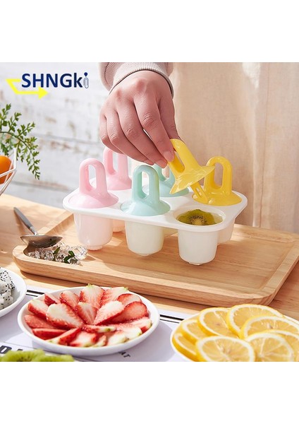 Gösterisi Olarak 1 Adet 6 Delik Dondurma Kalıp Buz Küpü Tepsi Mutfak Aksesuarları Popsicle Kalıp Buz Küpü Tepsi Dıy Plastik Dondurulmuş Buzlu Şeker Kutusu (Yurt Dışından)