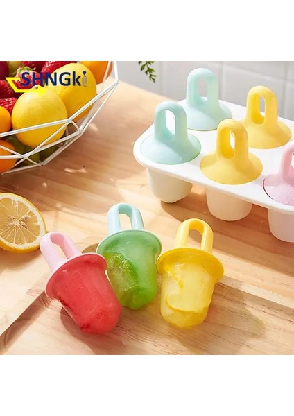Gösterisi Olarak 1 Adet 6 Delik Dondurma Kalıp Buz Küpü Tepsi Mutfak Aksesuarları Popsicle Kalıp Buz Küpü Tepsi Dıy Plastik Dondurulmuş Buzlu Şeker Kutusu (Yurt Dışından)