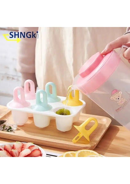 Gösterisi Olarak 1 Adet 6 Delik Dondurma Kalıp Buz Küpü Tepsi Mutfak Aksesuarları Popsicle Kalıp Buz Küpü Tepsi Dıy Plastik Dondurulmuş Buzlu Şeker Kutusu (Yurt Dışından)