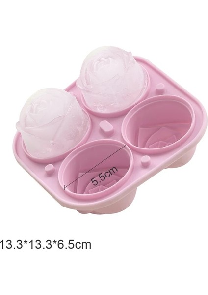 Pembe 3D Silikon Elmas Kafatası Buz Kalıp Tepsisi Istiflenebilir Silikon Buz Küpü Kalıpları Viski Kokteyller Içecekler Buzlu Çay Bloom Gül (Yurt Dışından)