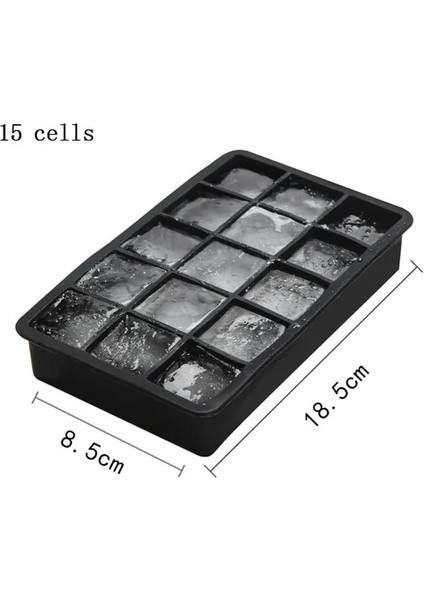 Siyah 15 Kafes G234A 15 Kare Buz Bölmesi Büyük Buz Küpü Kalıp Silikon Kolay Bırakılan Ev Yapımı Buz Diy Yaz Içecek Araçları (Yurt Dışından)