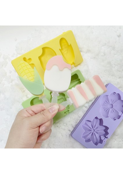 Mor-Oval Sevimli Karikatür Silikon Dondurma Kalıp Kapaklı Popsicle Kalıp Buz Küpü Makinesi Buz Tepsisi Kalıp Yaz Dondurma Makinesi (Yurt Dışından)