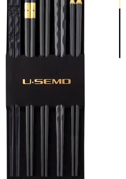 Siyah 5 Çift Yeniden Kullanılabilir Mildewproof Kaymaz Ev Klasik Serisi Alaşım Çin Yemek Çubukları (Yurt Dışından)