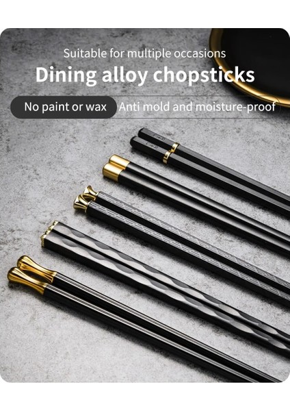 Siyah 5 Çift Yeniden Kullanılabilir Mildewproof Kaymaz Ev Klasik Serisi Alaşım Çin Yemek Çubukları (Yurt Dışından) modelleri