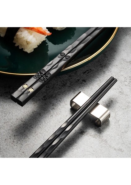 Beyaz Şerit 5 Çift 5 Çift Japon Çin Yemek Çubukları Suşi Çubukları Yeniden Kullanılabilir Metal Kore Yemek Çubukları Seti Sağlıklı Alaşım Sofra Palillos Chinos (Yurt Dışından)