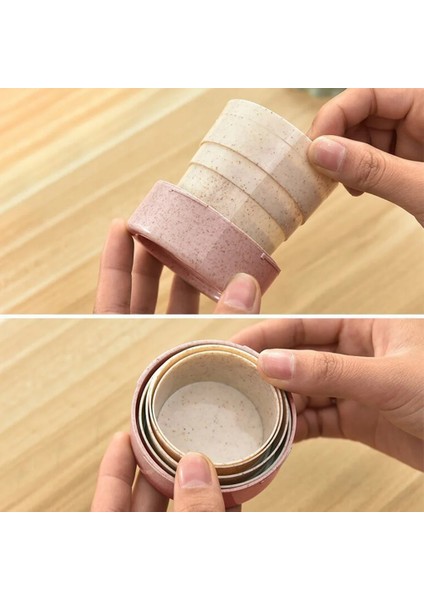 130ML Katlanır Bardak Taşınabilir Buğday Samanı Seyahat Kupa 130ML Teleskopik Içme Katlanabilir Kapaklı Bardak Buğday Samanı Katlanır Bardak (Yurt Dışından)