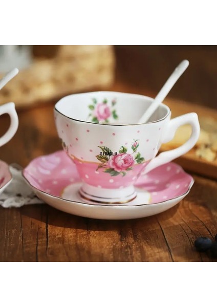 I 170ML, Ince Kemik Çini Kahve Fincanı ve Tabağı ve Kaşığı, Komik Moda Tasarımı, Zakka Tazas Cafe Espresso Fincanı, Avrupa Kahve Kupası (Yurt Dışından)