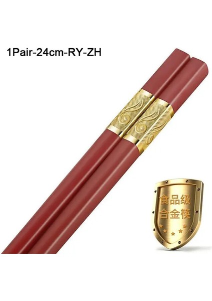 24CM-1PAIR-RY-ZH Şenlikli Kırmızı Yemek Çubukları Otel Ev Hediyesi Yüksek Dereceli Kaymaz ve Küf Geçirmez Suşi Sopa Dezenfeksiyon Kabini Için Uygun (Yurt Dışından)