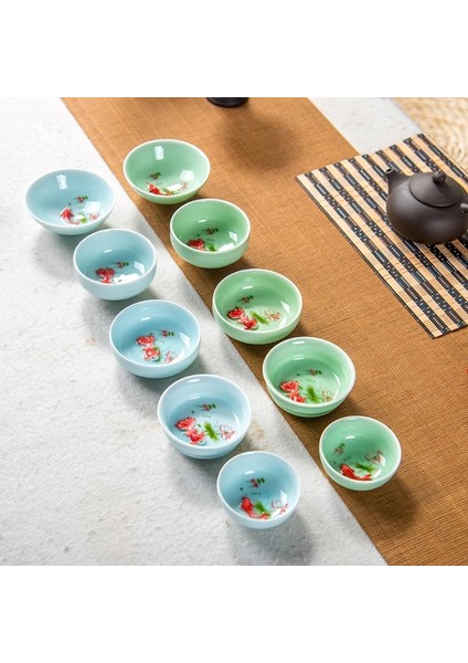 Yeşil 3 Çin Çay Bardağı Porselen Seladonlar Balık Çay Fincanı Seti Demlik Drinkware Seramik Çin Kung Fu Çay Seti Seramik Fincan Çin Hediye (Yurt Dışından) fiyatları
