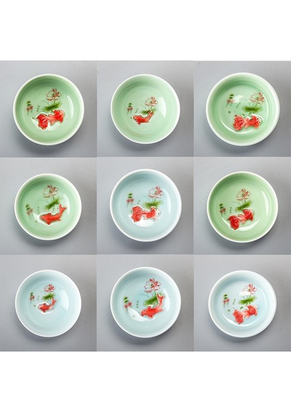 Yeşil 3 Çin Çay Bardağı Porselen Seladonlar Balık Çay Fincanı Seti Demlik Drinkware Seramik Çin Kung Fu Çay Seti Seramik Fincan Çin Hediye (Yurt Dışından) modelleri