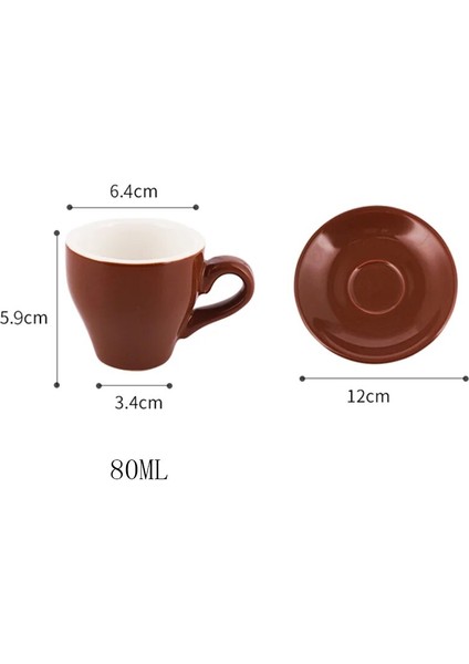 Kahverengi 80 ml Espresso Kahve Kupa Seti Renkli Sır Seramik Kahve Fincanı ve Tabağı Ev Mutfak Aksesuarları Drinkware Kahve Fincan Takimlari (Yurt Dışından)