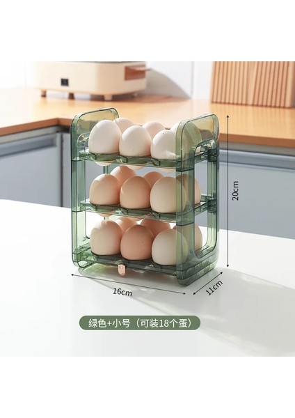Yeşil 18 Otomatik Haddeleme Yumurta Kutusu Çok Katmanlı Raf Tutucu Buzdolabı Için Taze Tutma Kutusu Yumurta Sepeti Saklama Kapları Mutfak Organizatörleri (Yurt Dışından)