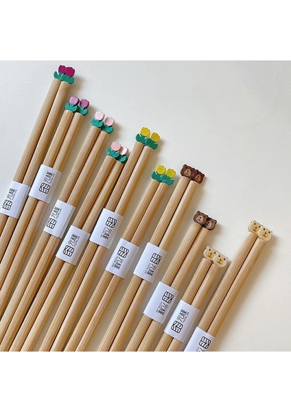 Açık Sarı Sevimli Çiçek Ayı Çin Çubuklarını Kawaii Japon Kore Suşi Çubuk Çocuklar Yetişkin Eğitimi Tablewar Mutfak Aksesuarları (Yurt Dışından)