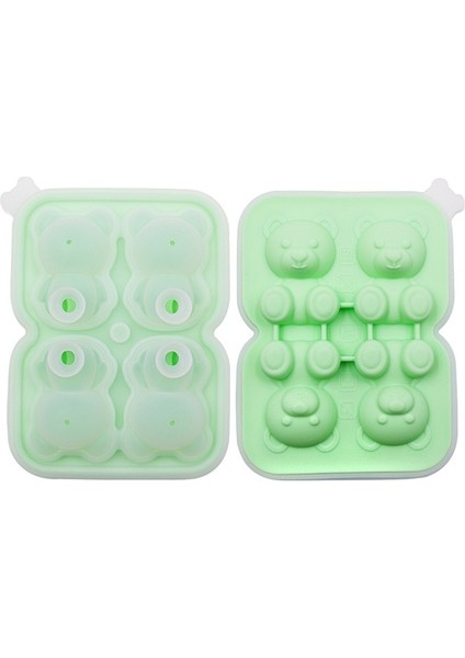 L Yeşil Gıda Sınıfı Silikon Ayı Buz Kalıbı 4 Izgara 3D Küçük Teddy Bear Şekli Buz Küpü Silikon Kalıp Buz Kalıbı Viski Silikon Buz Kutusu (Yurt Dışından) fiyatları