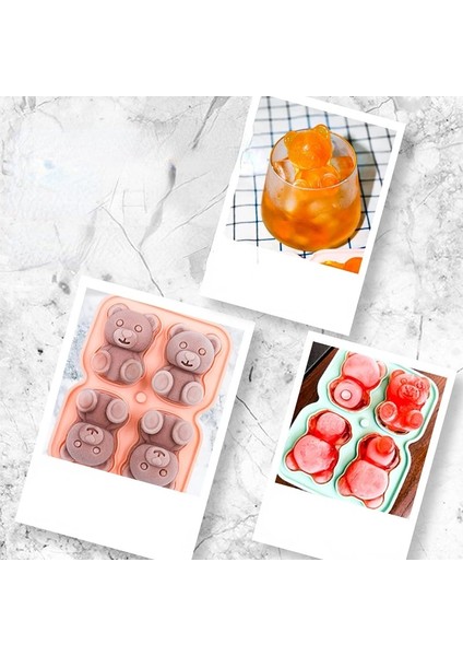 L Yeşil Gıda Sınıfı Silikon Ayı Buz Kalıbı 4 Izgara 3D Küçük Teddy Bear Şekli Buz Küpü Silikon Kalıp Buz Kalıbı Viski Silikon Buz Kutusu (Yurt Dışından) fırsatları