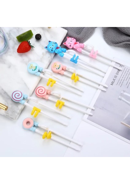 Opp 4 1 Çift Öğrenme Çubuklarını Eğitim Düzeltme Sevimli Kedi Bebek Çocuk Çocuk Çin Çubuklarını Öğrenci Plastik Mutfak Sofra (Yurt Dışından)