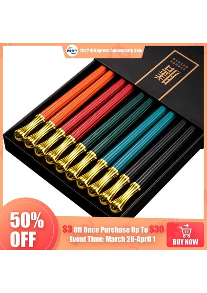 1 Adet W52 Japon Çin Yemek Çubukları Kaymaz Gıda Suşi Çubukları Yeniden Kullanılabilir Metal Kore Sağlıklı Alaşım Yemek Çubukları Seti Sofra Takımı 5 Çift (Yurt Dışından) indirimleri