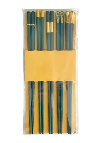 5 Çift G40 5 Çift Japon Çin Çubuklarını Kaymaz Gıda Için Suşi Çubukları Yeniden Kullanılabilir Metal Kore Çubuklarını Set Sağlıklı Alaşım Sofra (Yurt Dışından)