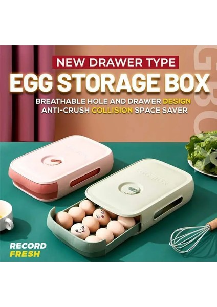 Mavi Çekmece Tipi Yumurta Saklama Kapaklı Kutu Buzdolabı Yumurta Tepsisi Kapları Yumurtayı Taze Tutma Çekmece Organizasyonu Yumurta Tutucu Dağıtıcı (Yurt Dışından) fırsatları