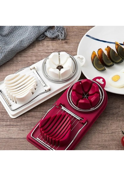 Kırmızı-2 Yumurta Kalıp Et Alet Mutfak Dilimleme Kesici Kesici Çok Fonksiyonlu Çiçek Şeklinde Paslanmaz Yumurta Kesici Öğle Yemeği Kesici Çelik (Yurt Dışından) modelleri