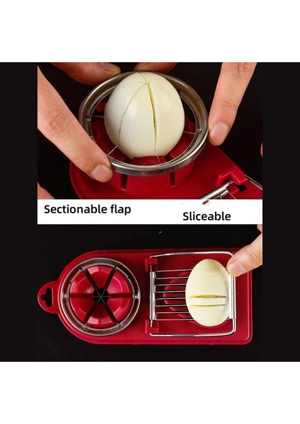 Kırmızı-2 Yumurta Kalıp Et Alet Mutfak Dilimleme Kesici Kesici Çok Fonksiyonlu Çiçek Şeklinde Paslanmaz Yumurta Kesici Öğle Yemeği Kesici Çelik (Yurt Dışından) indirimleri