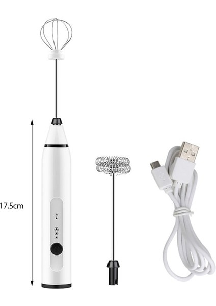 Beyaz USB 2 Kafa Elektrikli Süt Köpürtücü 3 Kafa USB Şarj Edilebilir Kabarcık Makinesi Kablosuz Süt Köpürtücü El Yumurta Çırpıcı Mikser Kahve Köpürtücü Değnek (Yurt Dışından)