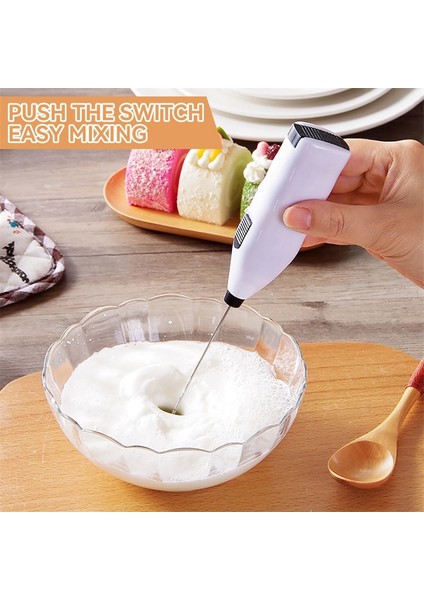 Beyaz Mini Elektrikli Süt Köpürtücü Blender Kablosuz Kahve Çırpma Mikser El Yumurta Çırpıcı Cappuccino Köpürtücü Mikser Mutfak Çırpma (Yurt Dışından)