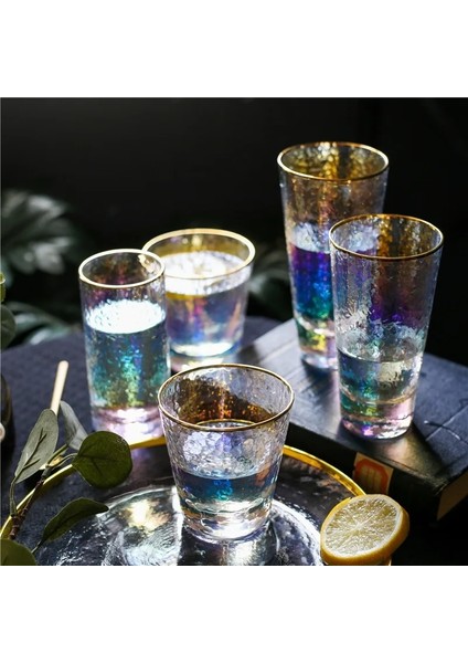 Lowball Cam L Gökkuşağı Kristal Cam Renkli Çekiç Kaplama Highball Bira Bardağı Iyon Kaplama Şarap Kokteyl Cam Kupa Kahve Fincanı Isıya Dayanıklı (Yurt Dışından) fiyatları