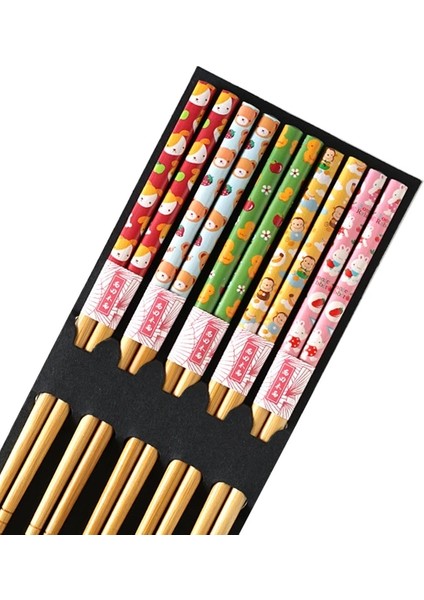 Damo Yeniden Kullanılabilir 5 Çift Set El Yapımı Bambu Japon Kore Çubuklarını Doğal Ahşap Çubuklarını Suşi Gıda Kedi Japon Mutfak Gereçleri (Yurt Dışından)