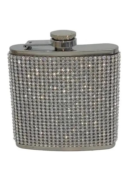 Gümüş 180 ml Yapay Elmas Çivili Cep Şişesi Sızdırmaz 304 Paslanmaz Çelik Yeniden Kullanılabilir Anti-Damla Şarap Şişesi Bayanlar Için Özel Cep Şişesi (Yurt Dışından)