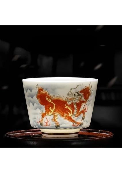 120 ml Kylin Yüksek Kaliteli Yeşim Porselen Kung Fu Çay Bardağı Yaratıcı Desen Ejderha Kaplan Espresso Çay Fincanı Handpatinted Seramik Teaware (Yurt Dışından)