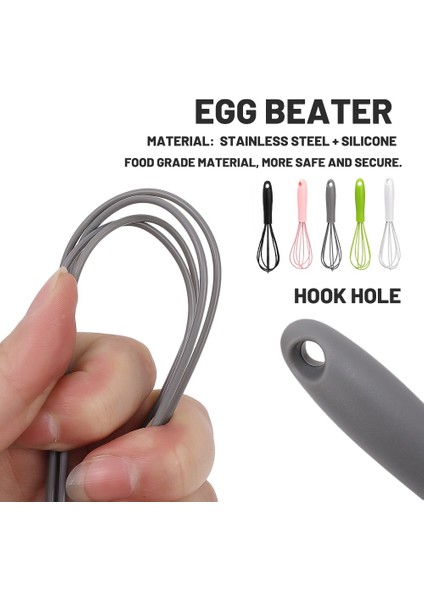 Gri Manuel Yumurta Çırpıcı Renkli Paslanmaz Çelik Silikon Yumurta Çırpma Ev Krem Whizzers Dayanıklı Pişirme Aracı Mutfak Aksesuarları (Yurt Dışından) fırsatları