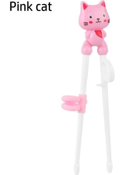 Pembe Kedi 1 Çift Karikatür Hayvan Kafası Çubuklarını Çocuk Yeme Eğitim Çubuklarını Bebek Güvenliği Öğrenme Çubuklarını Yeniden Kullanılabilir Sofra (Yurt Dışından)