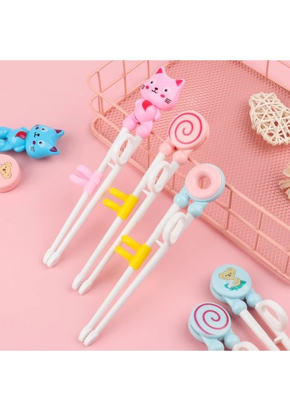 Pembe Kedi 1 Çift Karikatür Hayvan Kafası Çubuklarını Çocuk Yeme Eğitim Çubuklarını Bebek Güvenliği Öğrenme Çubuklarını Yeniden Kullanılabilir Sofra (Yurt Dışından) indirimleri