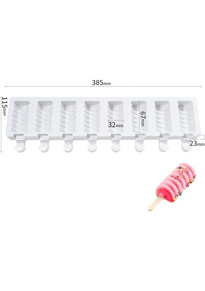 Stil 6 8 Hücreler Gıda Sınıfı Silikon Dondurma Kalıp Ev Yapımı Popsicle Kalıpları Dıy Tatlı Dondurucu Meyve Suyu Buz Küpü Makinesi Kalıp ve Sopa (Yurt Dışından)