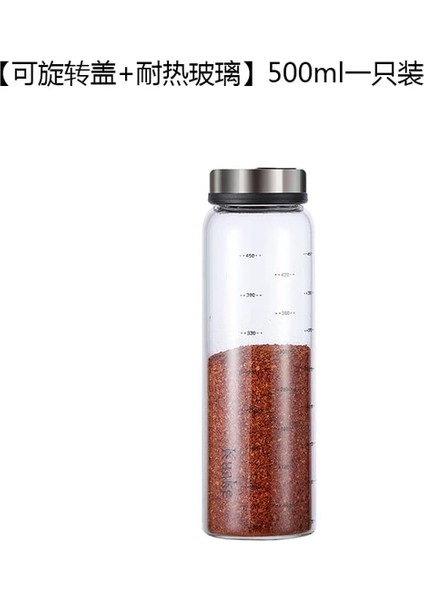500ML Yüksek Borosilikat Cam Baharat Kutusu Biber Baharat Çalkalayıcı Mutfak Tuzu Susam Katı Çeşni Mühürlü Şişe Döner Kapaklı (Yurt Dışından)
