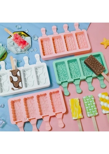 G-Pink Dondurma Silikon Kalıp Dıy Popsicle Dondurma Yapma Makinesi Silikon Yaz Buz Küpü Kalıp Mutfak Dondurma Modeli (Yurt Dışından)