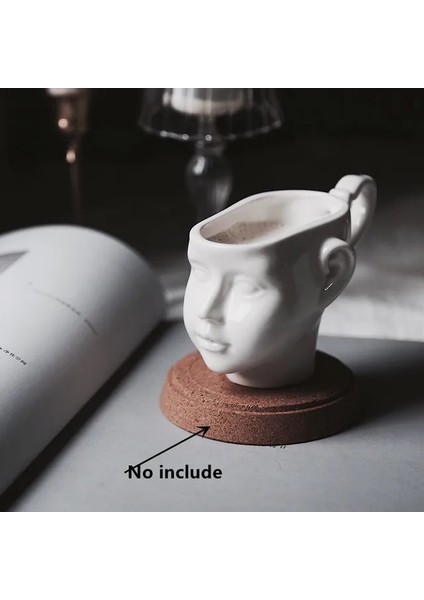 Beyaz 200-400ML Iskandinav Dekor Yaratıcı Yüz Şekli Porselen Bardak ve Tabak Seramik Basit Çay Takımları Modern Tasarım Kahve Fincanları (Yurt Dışından)