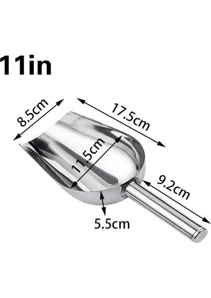 11 Inç 1 Adet Paslanmaz Çelik Buz Kaşık Bar Büfe Mutfak Süpermarket Şeker Unu Kuru Ürünler Kürek Ev Buz Küpleri Baharat Şeker Fındık Kepçe (Yurt Dışından)