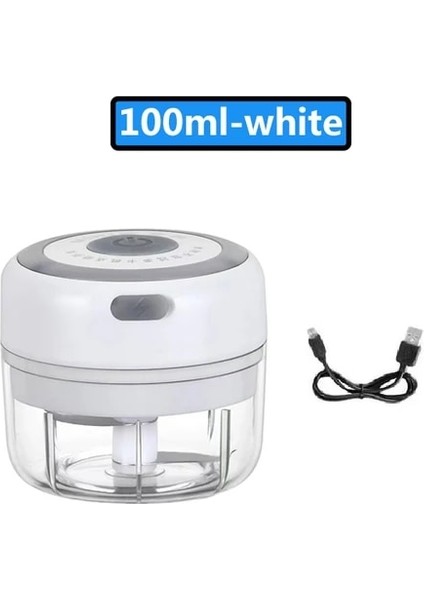 100ML-BEYAZ 100/250ML Mini Elektrikli Sarımsak Kıyıcı USB Şarj Zencefil Ezici Makinesi Sağlam Dayanıklı Biber Sebze Kırıcı Mutfak Aracı (Yurt Dışından)