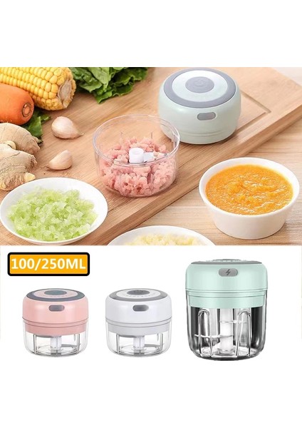 100ML-BEYAZ 100/250ML Mini Elektrikli Sarımsak Kıyıcı USB Şarj Zencefil Ezici Makinesi Sağlam Dayanıklı Biber Sebze Kırıcı Mutfak Aracı (Yurt Dışından) fırsatları